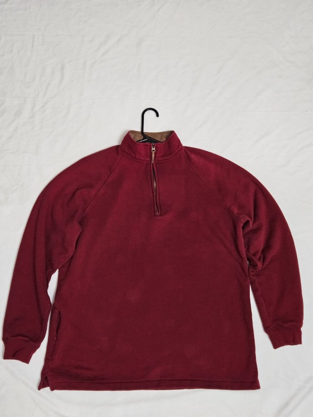 Woolrich Mens Rustic Large Maroon Quarter Zip Pullover Fleece Sweatshirt